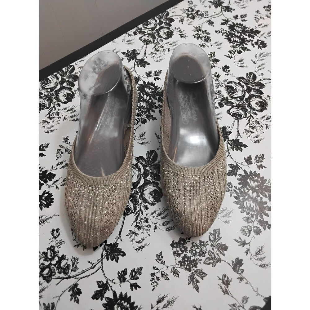 Skechers Air-Cooled Memory Foam Rhinestone Slip-On Ballet Flats Gray Women’s 7.5